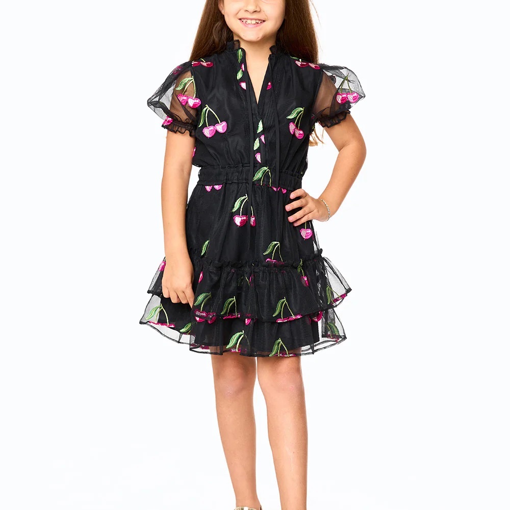 BuddyLove Clementine Elastic Waist Mini Dress in the Wild Cherries - 5T